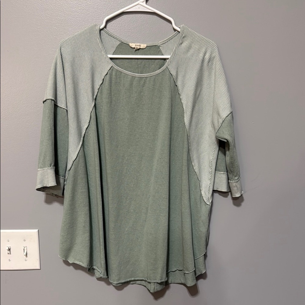 Easel Sage Green Long Sleeve Top